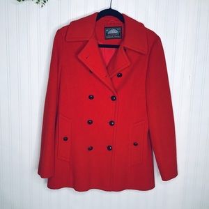 Vintage ILGWU Union made Mackintosh wool red Pea Coat made in the USA size 10